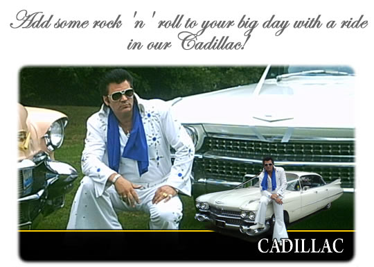 Cadillac and Elvis lookalike chauffeur for hire in Wigan and Lancashire